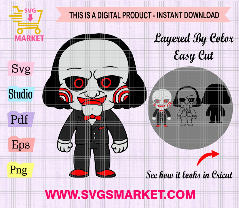 Jigsaw Svg Chibi Horror Movie Characters Halloween Svg Instant