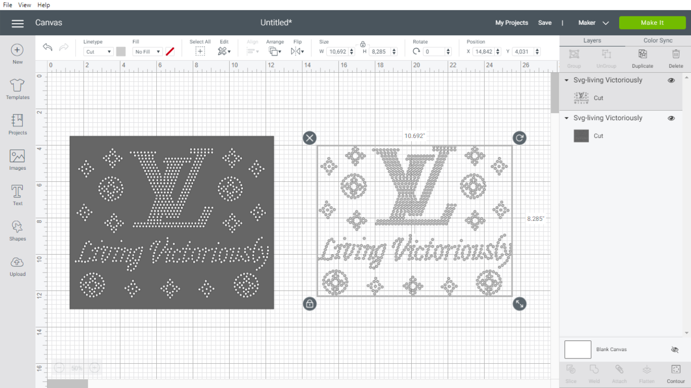 Living victoriously Rhinestone template SVG, Louis vuitton logo