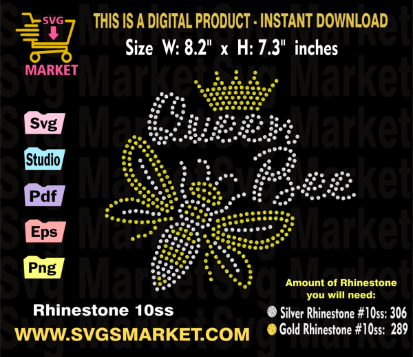 rhinestone svg queen bee