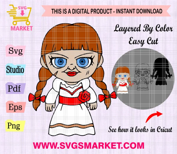 chibi annabelle halloween svg