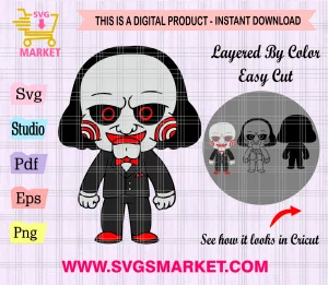 Jigsaw Svg, Chibi Horror Movie Characters, Halloween Svg   Svg Market