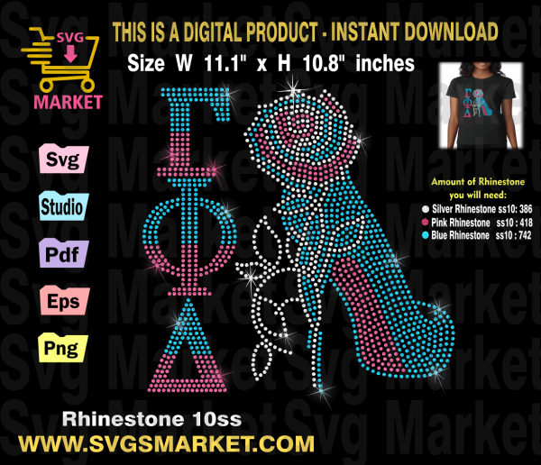 gamma phi delta rhinestone template sorority