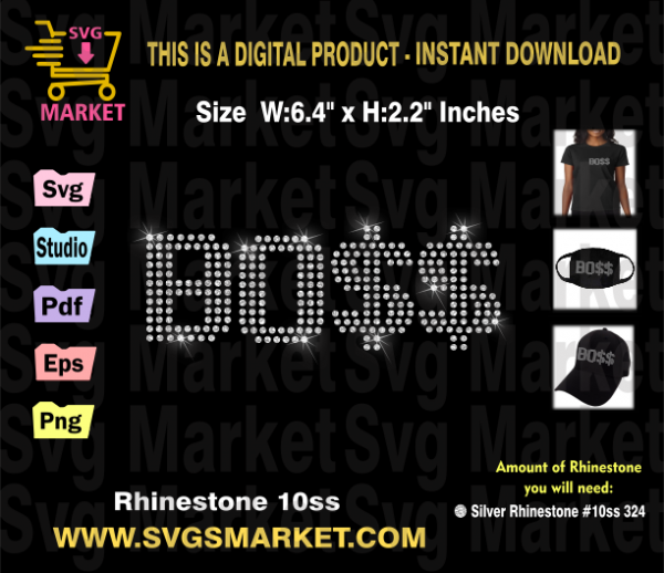 Boss rhinestone svg