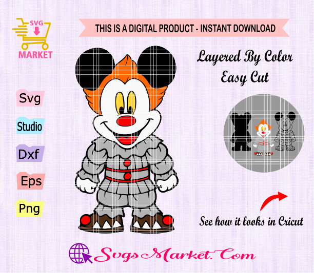 Scary Pennywise Clown Face Svg, Horror Movie Characters Svg