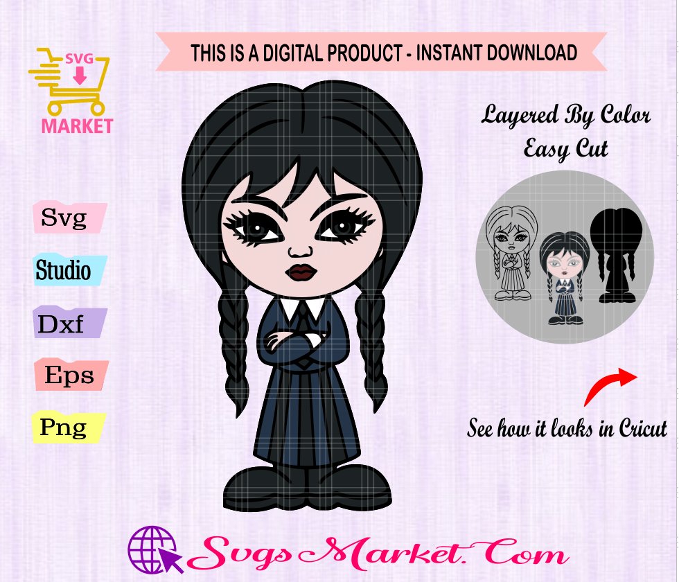 Wednesday Addams Netflix SVG, Typographic Logo SVG, Wednesday TV Series SVG  PNG EPS DXF PDF, Cricut