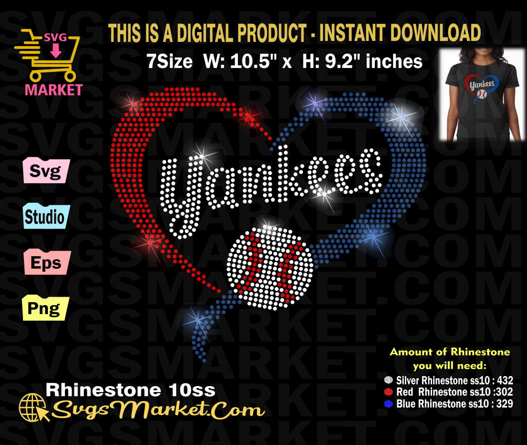 New York Yankees Baseball Svg Rhinestone Template, Yankees svg Faux ...